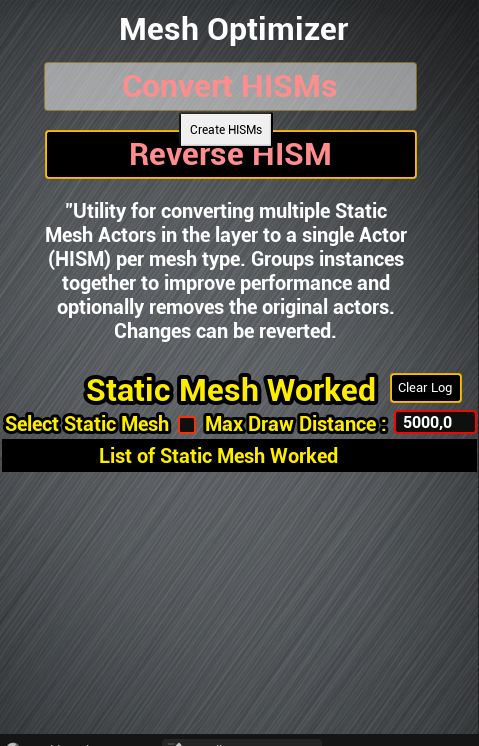 HISM Converter Plugin interface in Unreal Engine